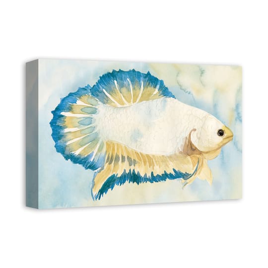 White And Blue Fish 18" x 12' Canvas Wall Art